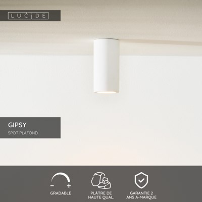Lucide GIPSY - Spot plafond - Ø 7 cm - 1xGU10 - Blanc